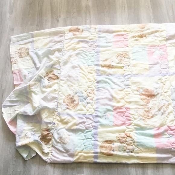 Vintage 1989 PRECIOUS MOMENTS Blanket With Sham Twin Bed Sheet Set - Picture 10 of 14